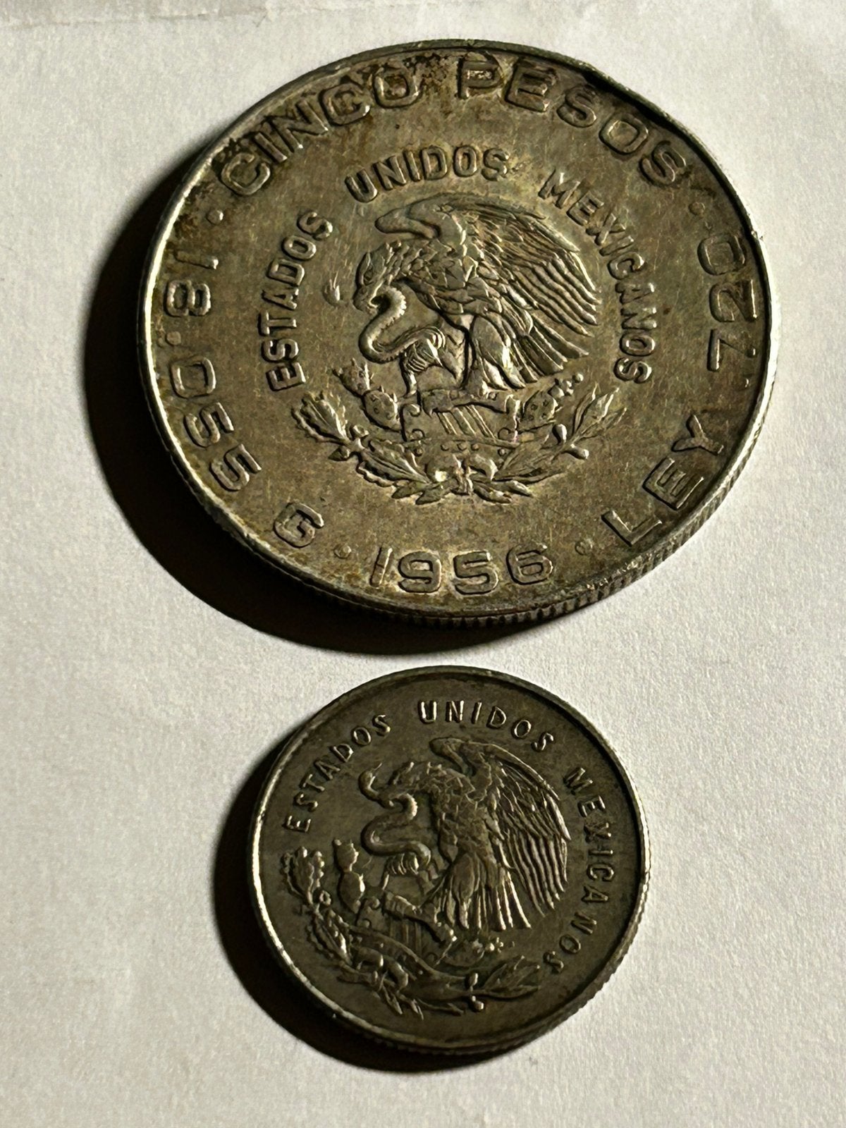 Zilveren Mexicaanse munten uit 1950 & 1956, Ophalen of Verzenden, Midden-Amerika, Zilver