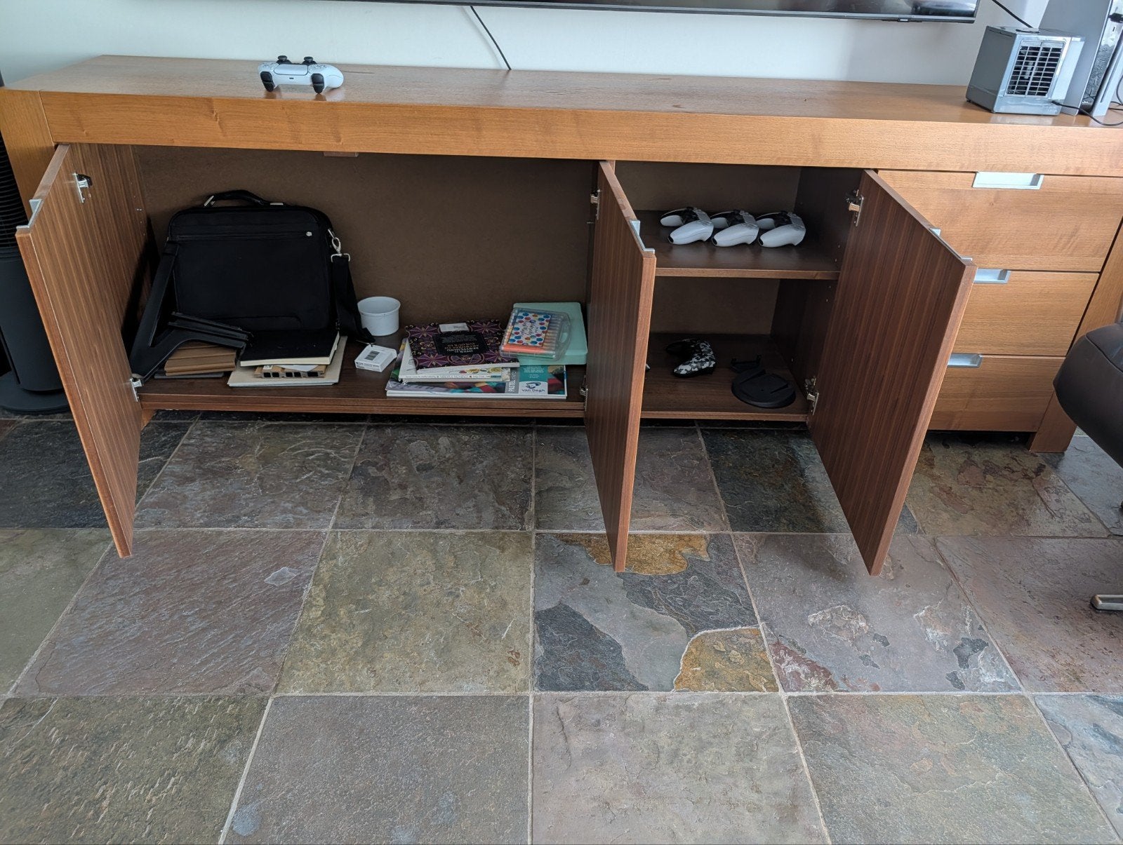 Houten dressoir met lades en deuren, Ophalen, Gebruikt, Met deur(en), 200 cm of meer