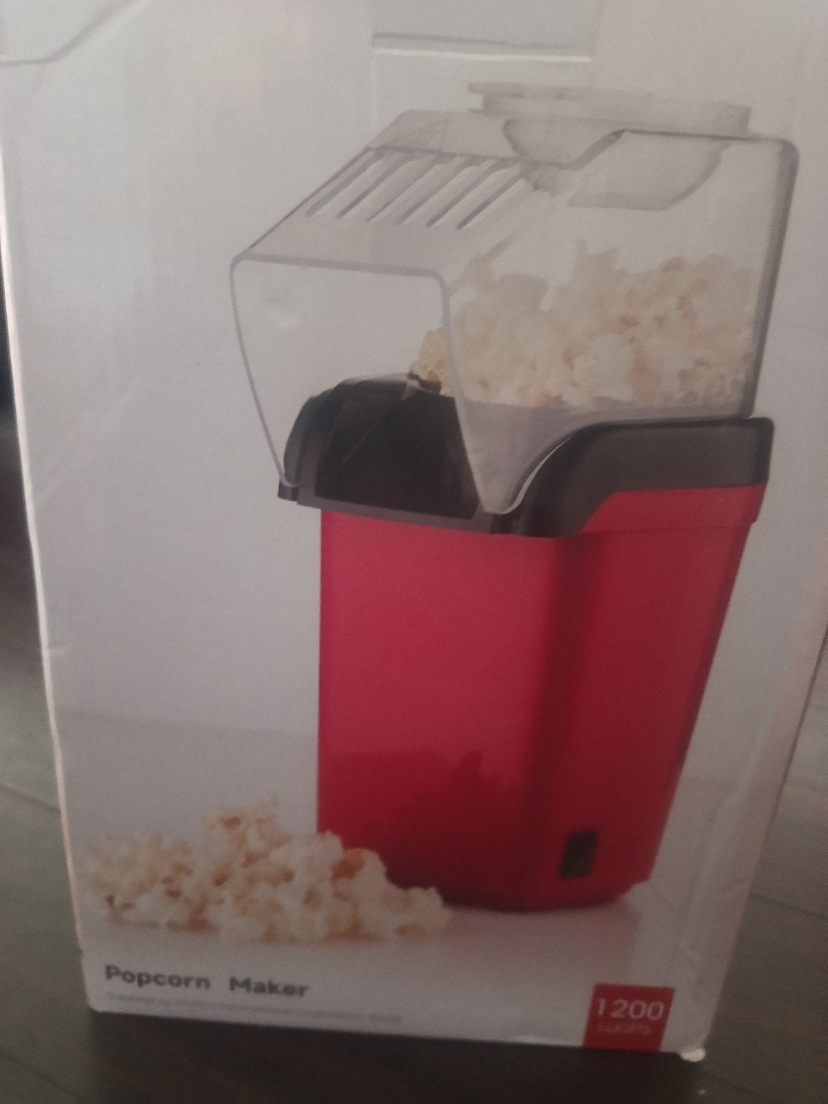 Titel: Compacte Hetelucht Popcornmachine (1200W) – Rood, Ophalen, Zo goed als nieuw
