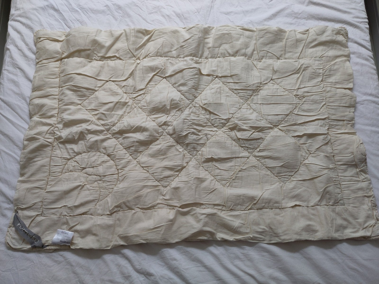 Yumeko eco duvet wool peuter dekbed TE HEET GEWASSEN, Gebruikt, Jongetje of Meisje, Wit, Ophalen of Verzenden