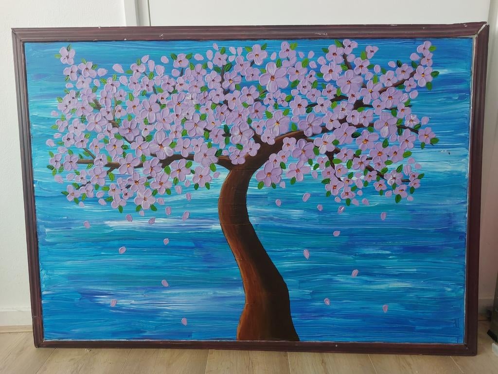 Handgeschilderd schilderij bloesem boom, Ophalen