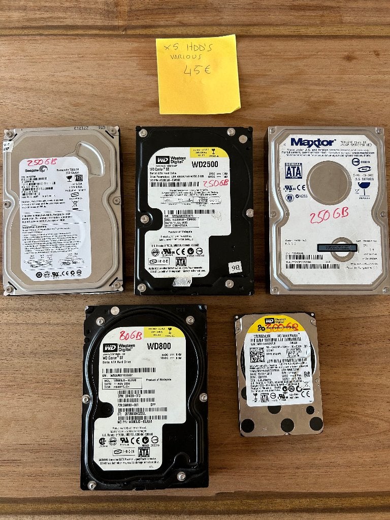 5 x HDD 3,5" Hard Drive Various, Gebruikt, Desktop, Extern, SATA