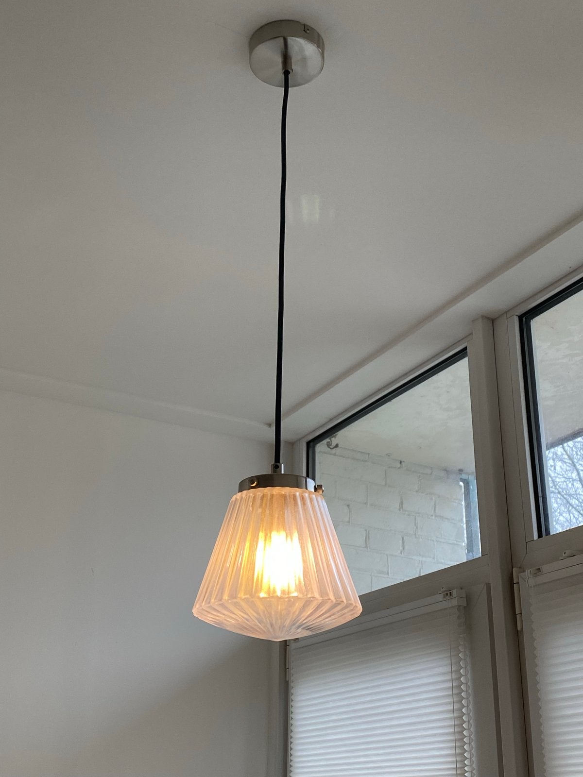 Glazen hanglamp - perfect voor hal of serre, Ophalen of Verzenden, Gebruikt, Glas