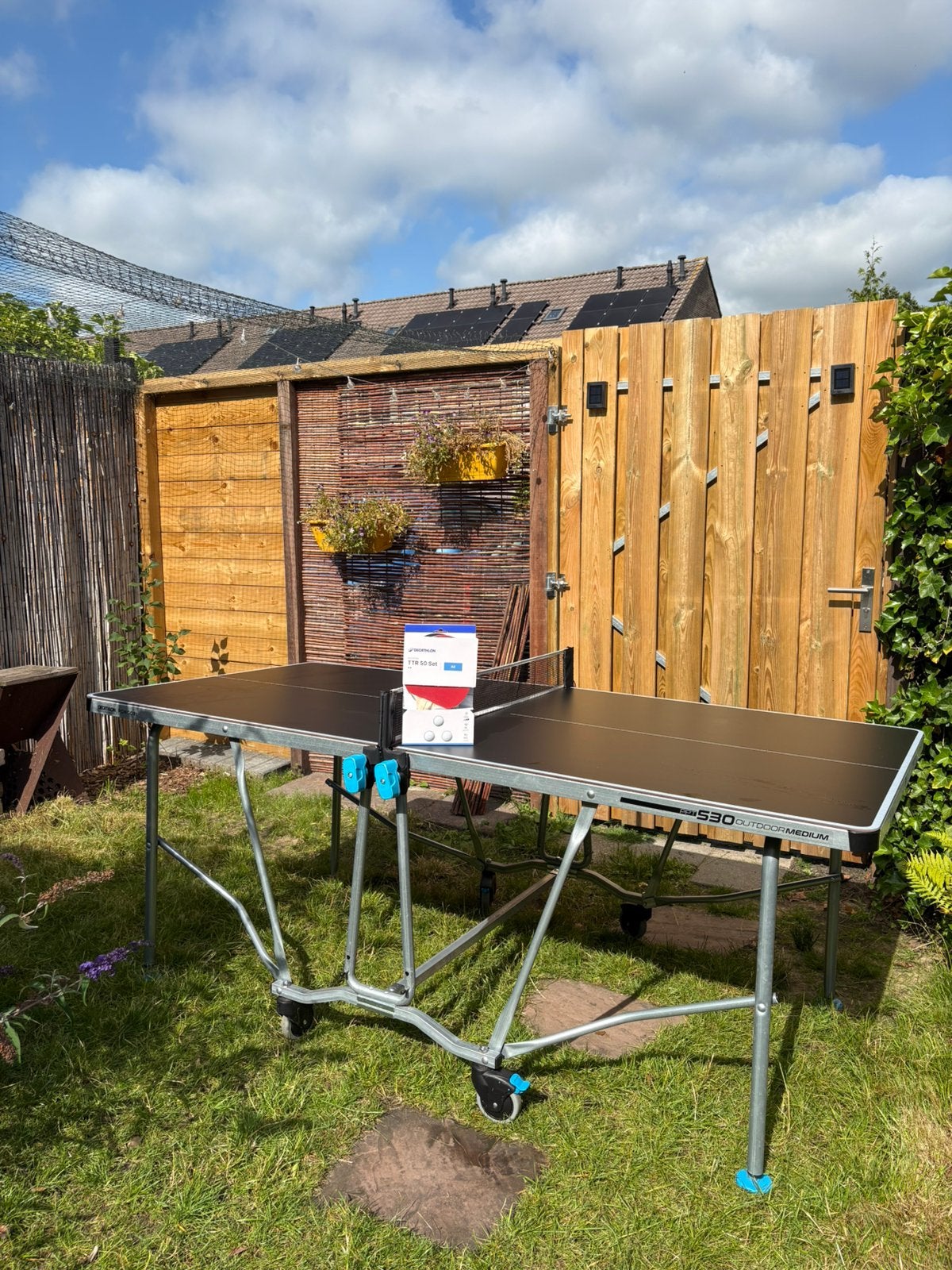 Decathlon Pongori PPT530 opklapbare tafeltennistafel, Sport en Fitness, Tafeltennis, Ophalen, Zo goed als nieuw, Tafel Outdoor