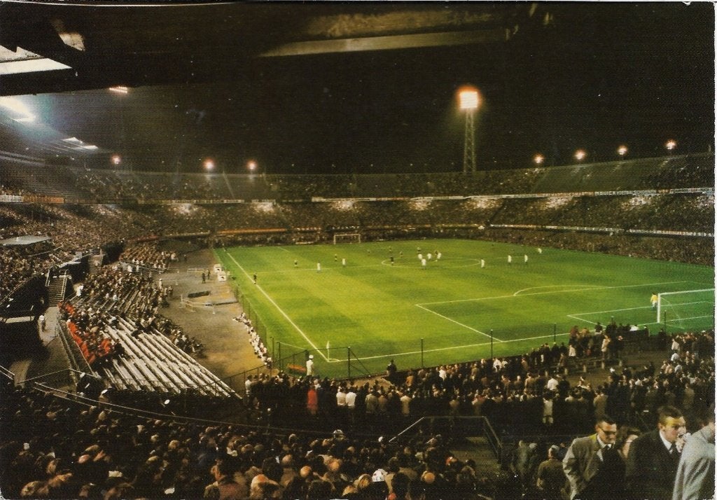 1972 fotokaart Gebr. Spanjersberg Feyenoord stadion, Verzenden, Gebruikt, Feyenoord, Spelerskaart