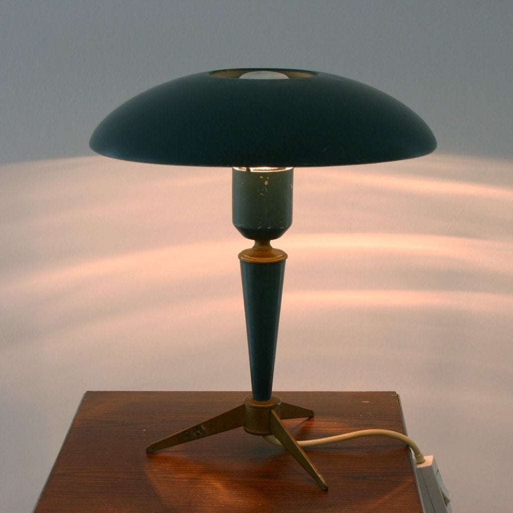 Louis Kalff voor Philips 'Bijoo Tripod Ufo' tafellamp, Overige typen, Groen, 32 cm, Zo goed als nieuw