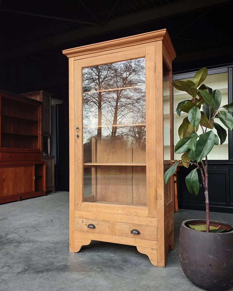 Prachtige teakhouten winkelvitrine " Museumkast Teak #2610, Niet ingevuld, Gebruikt, Met deur(en), Niet ingevuld
