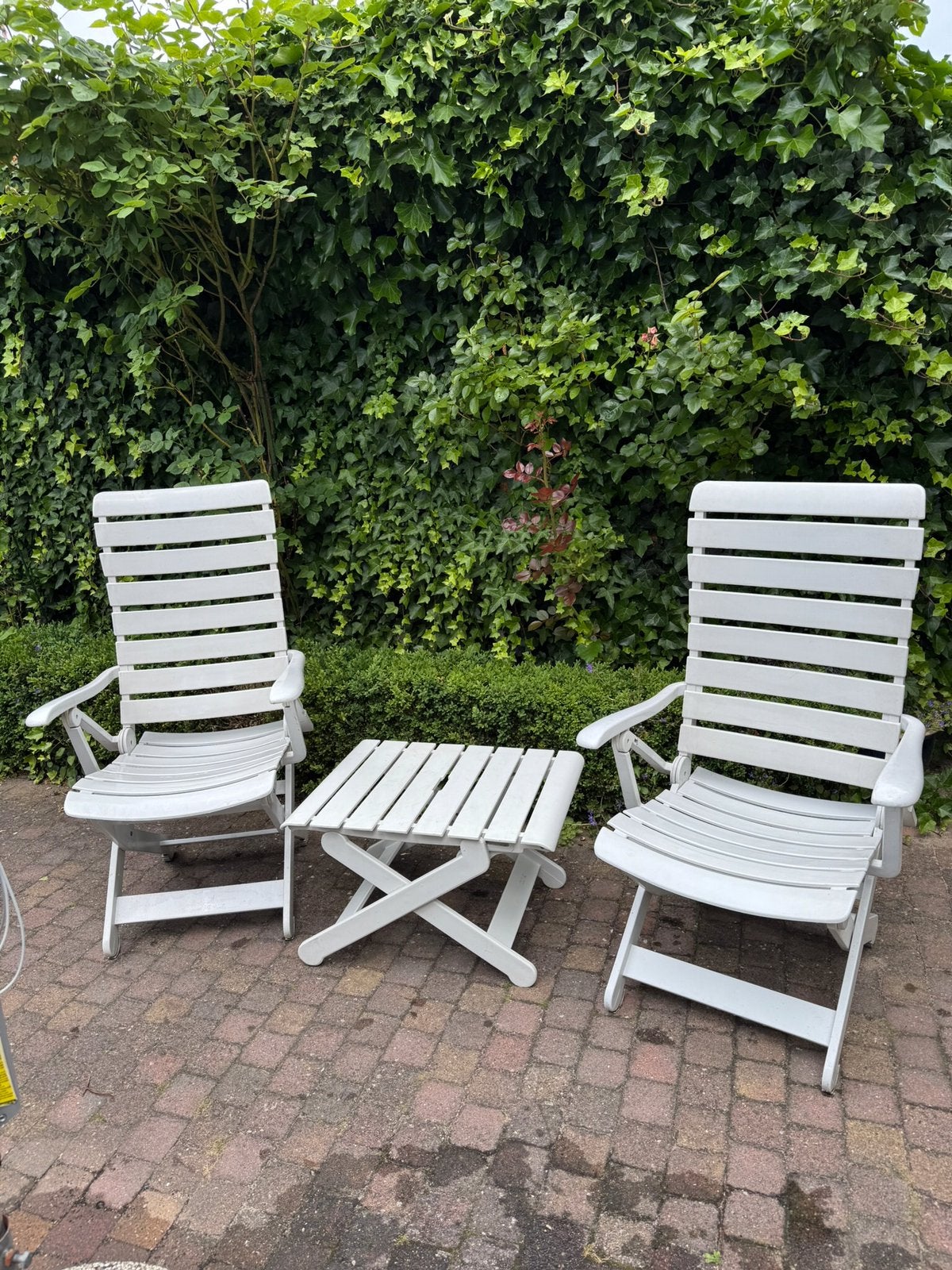 Rovergarden tuinstoelen en bijzettafeltje (voetsteun), Tuin en Terras, Ophalen of Verzenden, Zo goed als nieuw, Kunststof