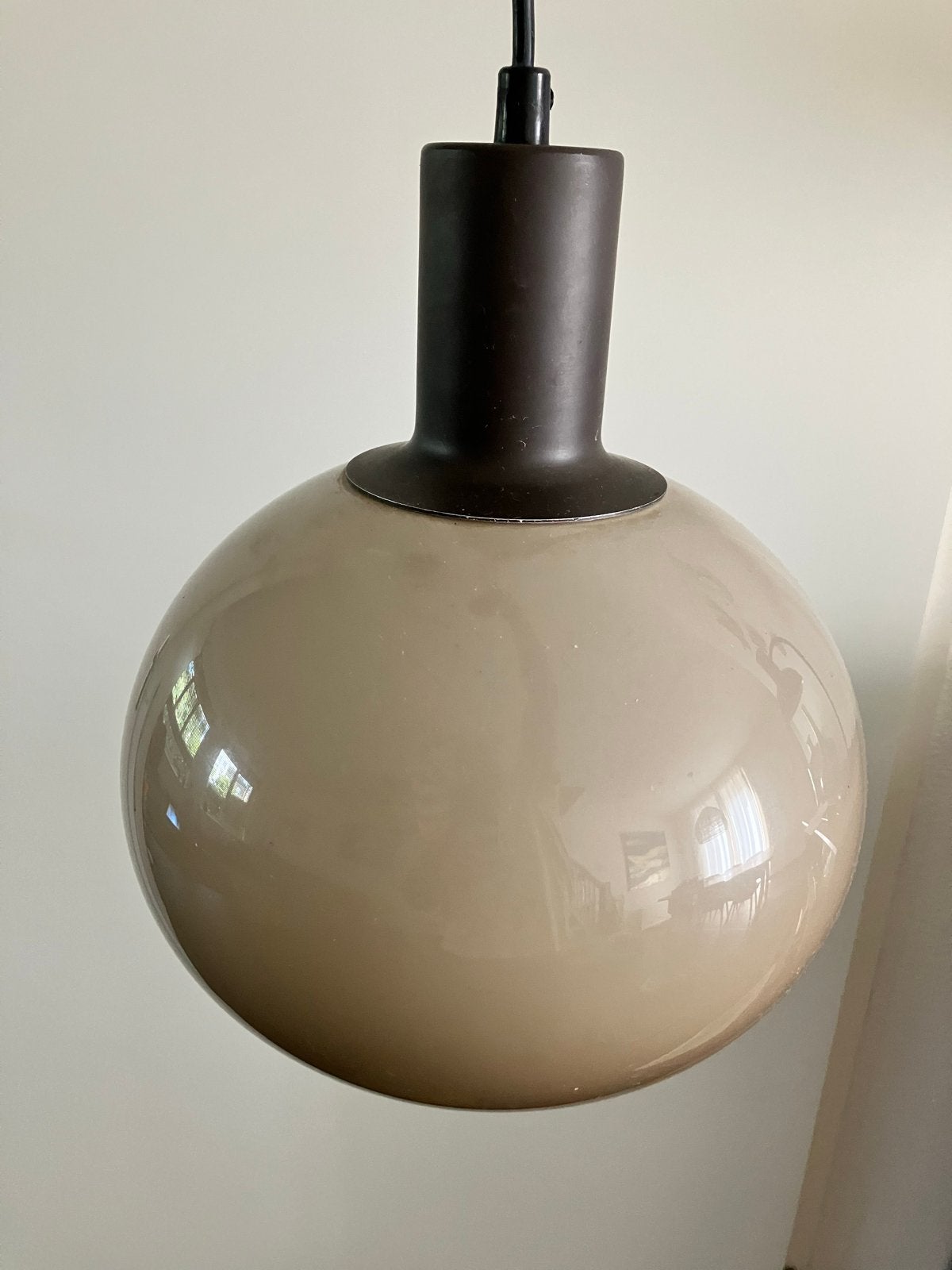 Dijkstra Vintage hanglamp met bolvormige kap, Ophalen of Verzenden, Gebruikt, Glas, E27 (groot)