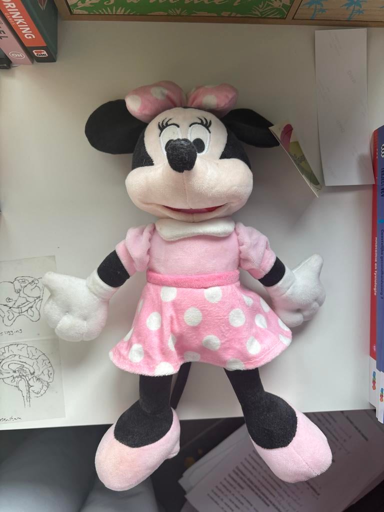 Disney Minnie Mouse Knuffel - Roze met Witte Stippen, Verzamelen, Disney, Zo goed als nieuw, Knuffel, Mickey Mouse, Ophalen