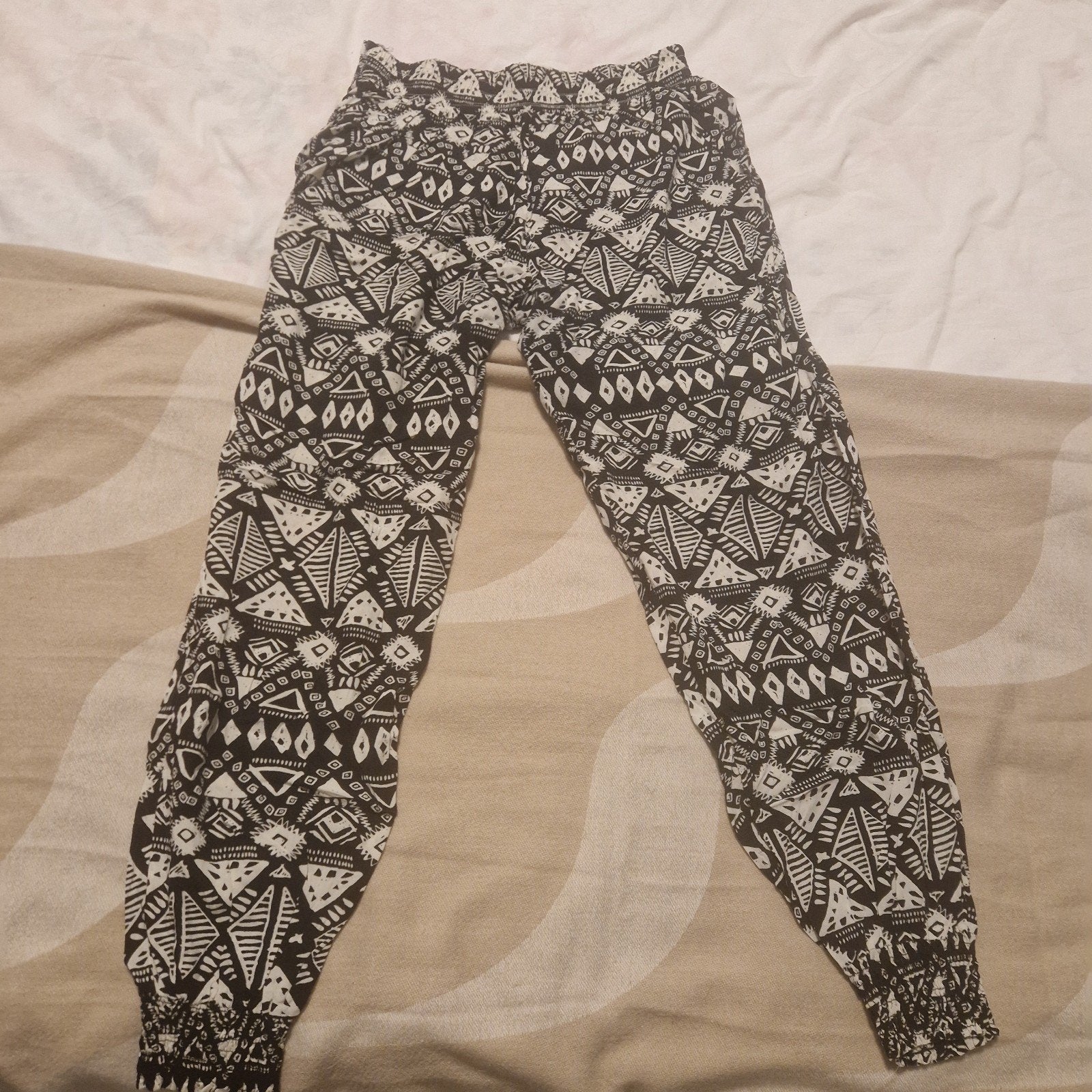 Zwart-witte harembroek met etnische print, Maat 38/40 (M), Zwart, Ophalen of Verzenden, Lang