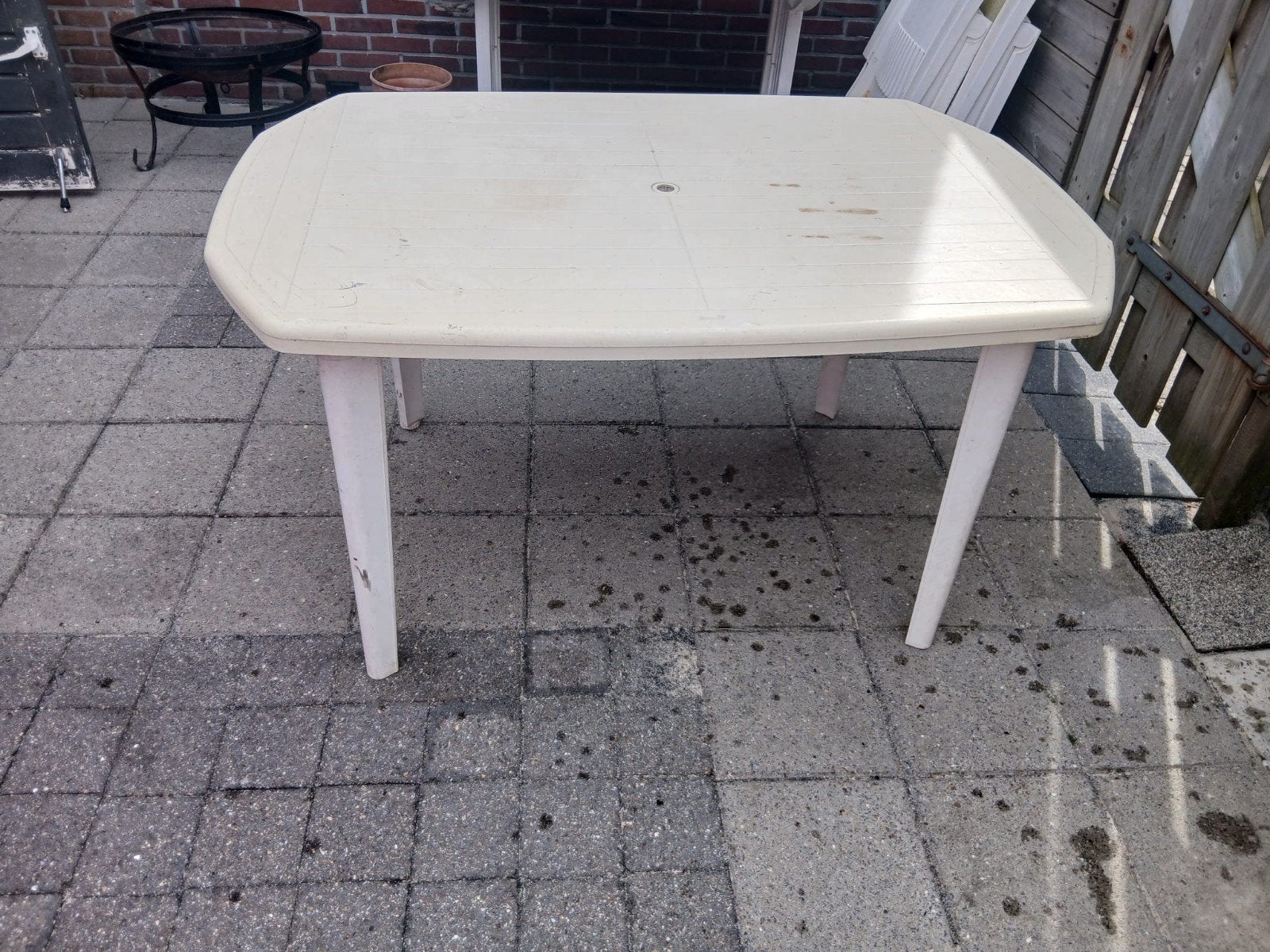 Gebruikte kunststof tuintafel, Ophalen, Gebruikt, Rechthoekig, Kunststof
