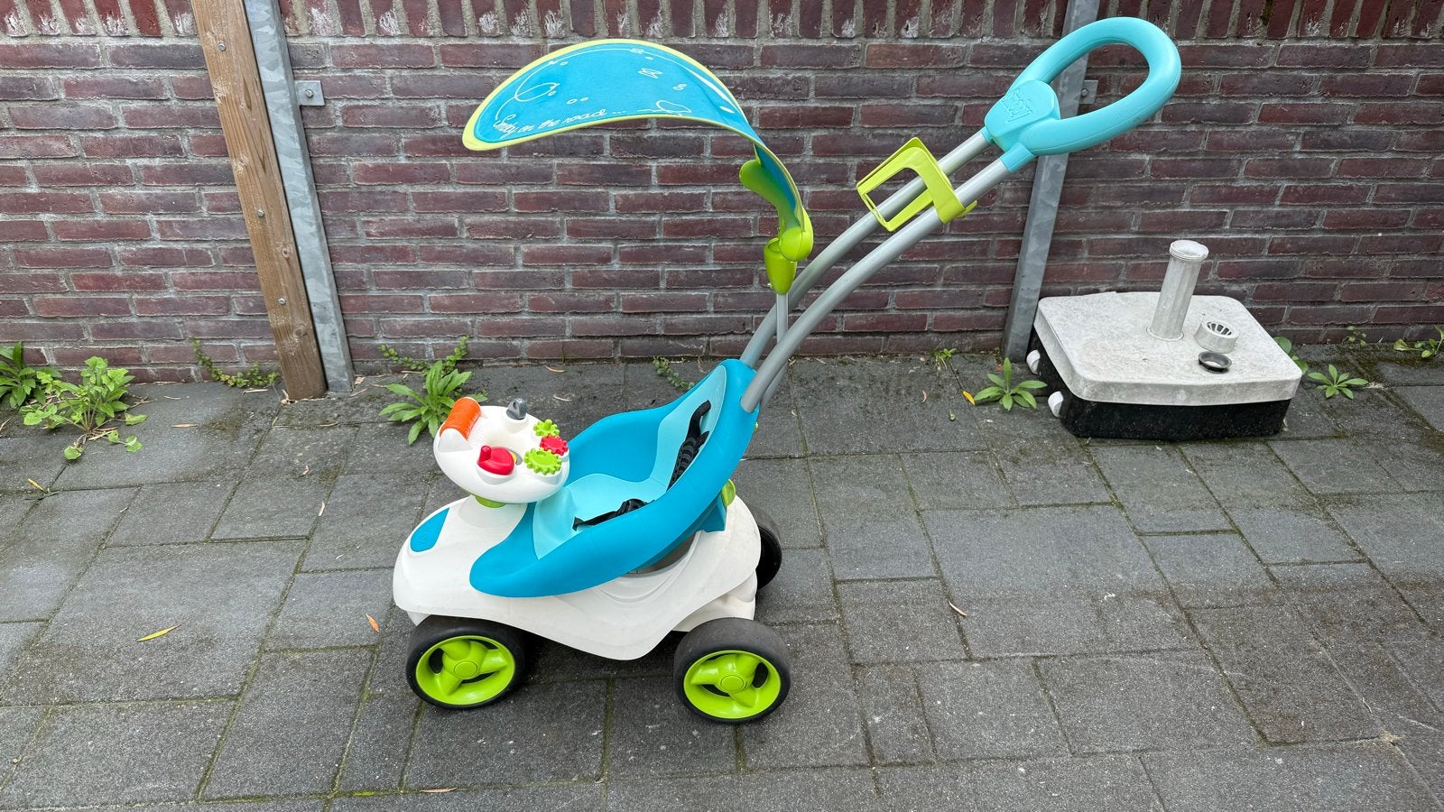 Smoby loopauto met duwstang en zonnekap, Ophalen, Gebruikt