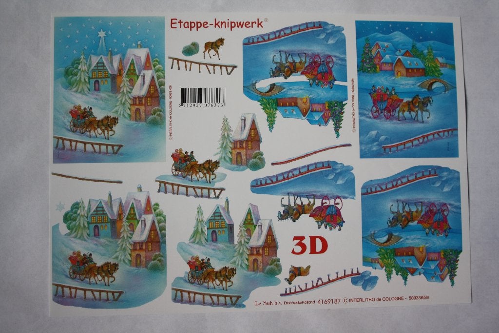Knipvel 3D etappeknipwerk wintertafereeltjes 9123, Ophalen of Verzenden, Nieuw, Kerst, Knipvel
