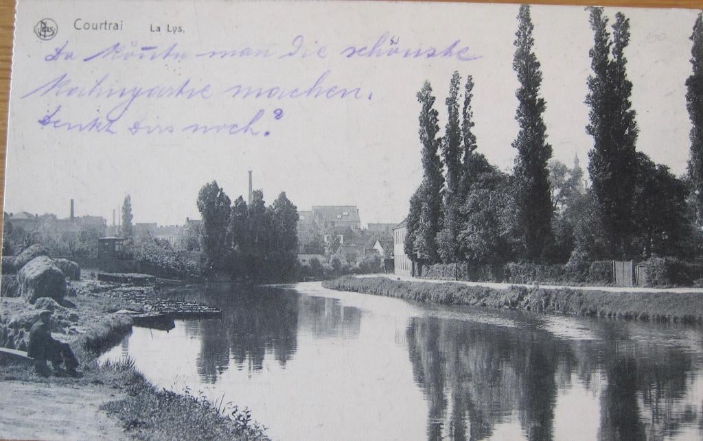 De Leie bij Kortrijk (Courtrai) - 1915, Verzamelen, Verzenden, Voor 1920, Gelopen, België en Luxemburg