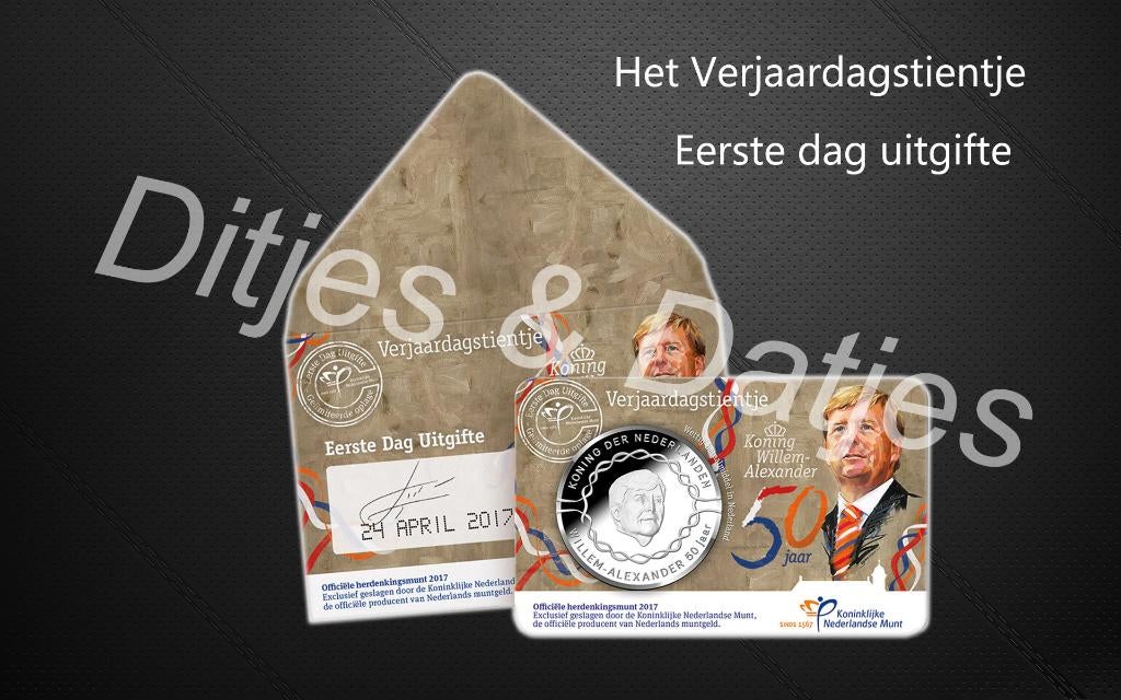Eerste dag uitgifte Verjaardagstientje coincard KNM, Postzegels en Munten, Munten | Nederland, Ophalen of Verzenden, Koningin Beatrix