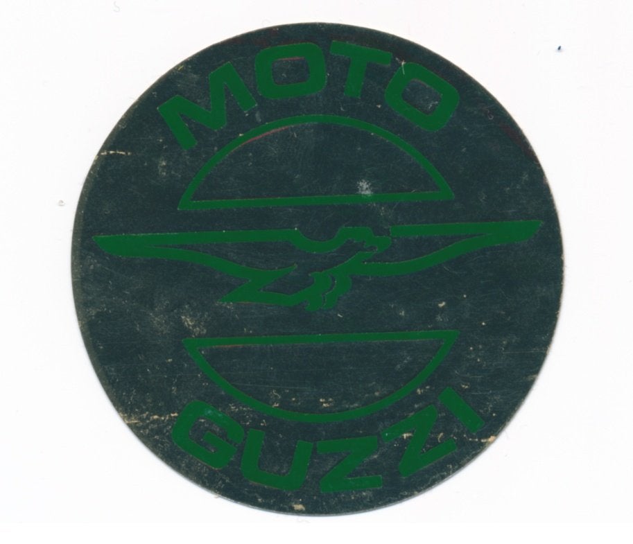 Moto Guzzi sticker 1970s – round gold and green new, Ophalen of Verzenden, Nieuw, Auto of Motor