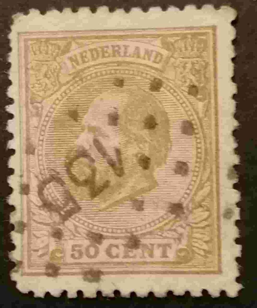 NEDERLAND - nr. 27D met puntstempel 135, Postzegels en Munten, Postzegels | Nederland, Verzenden, T/m 1940, Gestempeld
