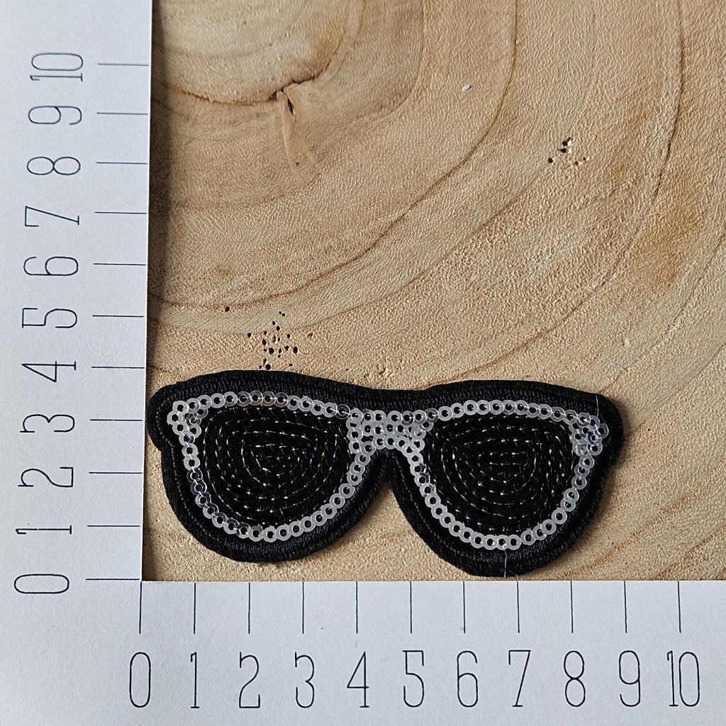 Strijk embleem applicatie patch Pailletten zonnebril zilver, D, Nieuw, Ophalen of Verzenden, D