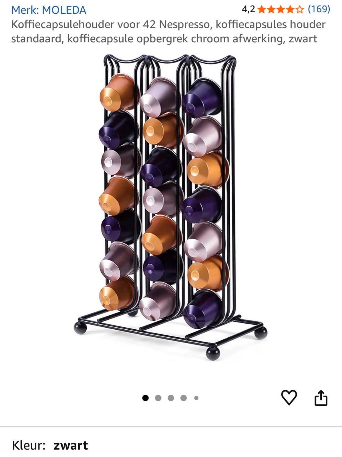 MOLEDA Koffiecapsulehouder voor 42 Nespresso capsules, zwart, Overige merken, Nespresso, Nieuw, Ophalen of Verzenden