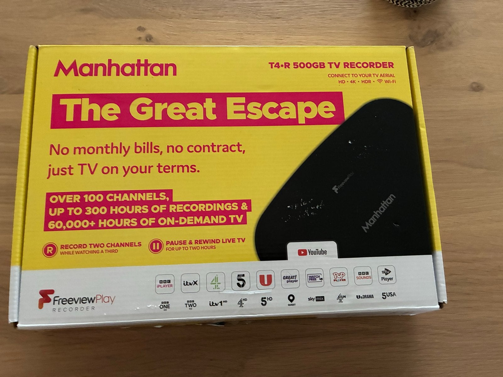 Manhattan T4-R 500GB Freeview Play 4K TV Recorder NIEUW, Verzenden, Nieuw, Mh, Info@mh.com