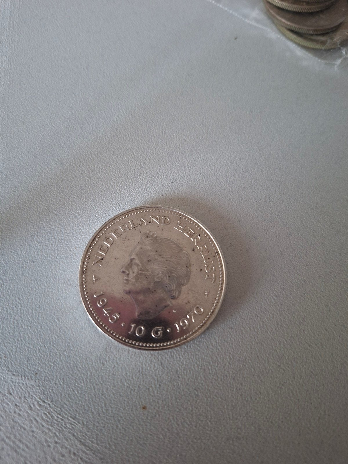 Zilveren Tientje 1970 - Nederland Herrijst 1945-1970, Koningin Juliana, Zilver, Ophalen of Verzenden, Losse munt