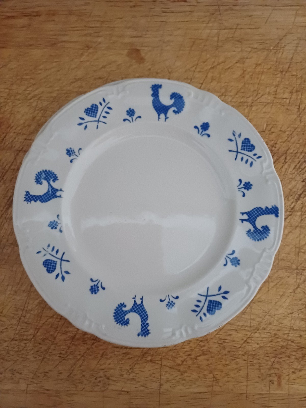 Mooie Ontbijtborden van Boch zeldzaam decor Haantje blauw, Verzenden