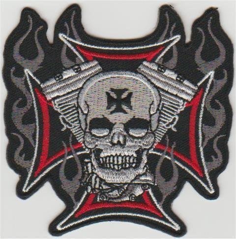Iron Cross V-Twin Skull patch embleem #5, Verzenden, Nieuw
