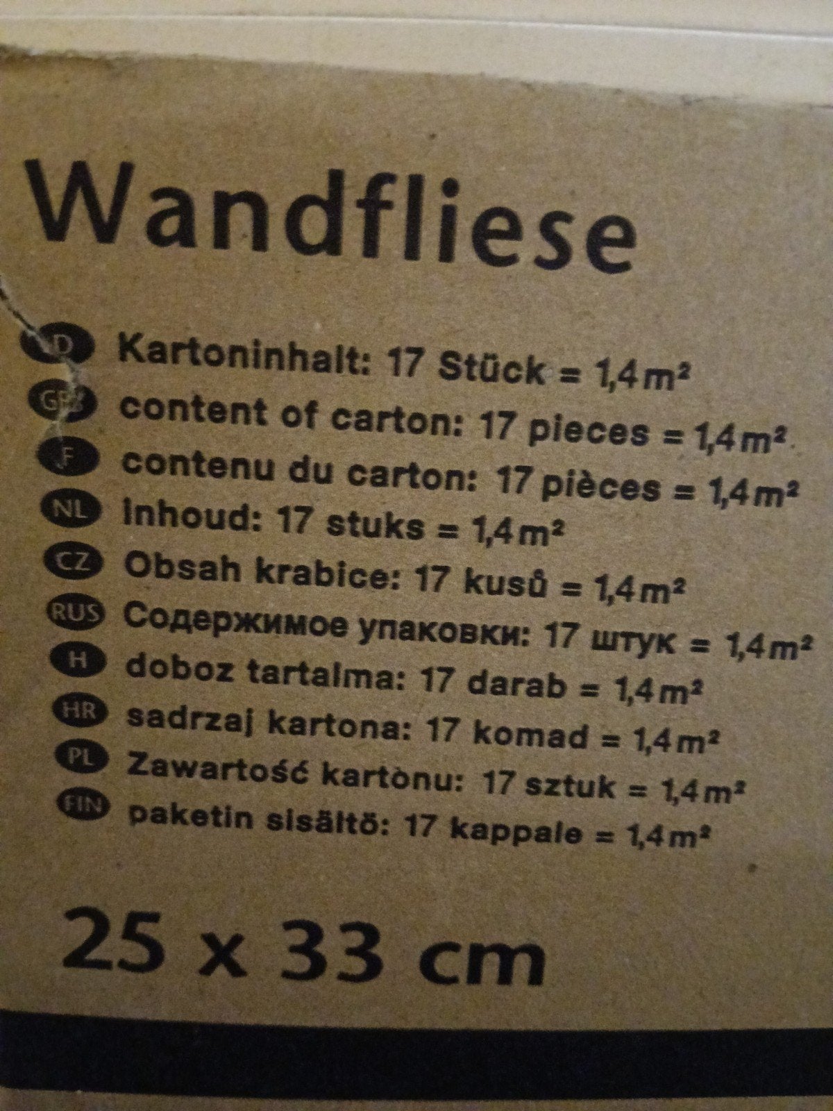 Wandtegels 25x33 cm - 1,4 m² per doos, Ophalen, Nieuw, 20 tot 40 cm, Minder dan 5 m²