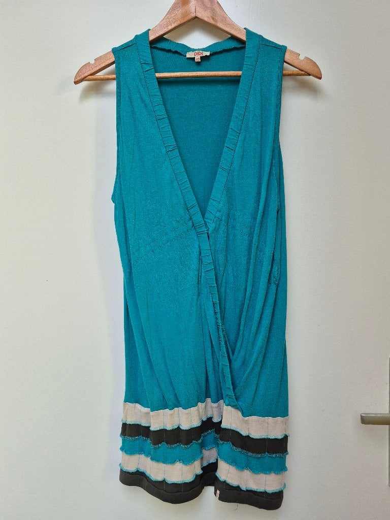 DIDI aquablauwe tuniek met bruin en beige maat XL - 42 / 44, Kleding | Dames, Blouses en Tunieken, Blauw, Maat 42/44 (L), Didi