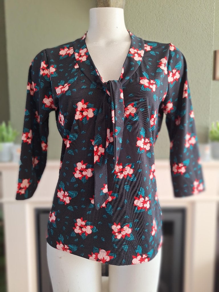 Zoe Loveborn top retro vintage look top L, Verzenden, Zwart, Maat 42/44 (L), Zo goed als nieuw