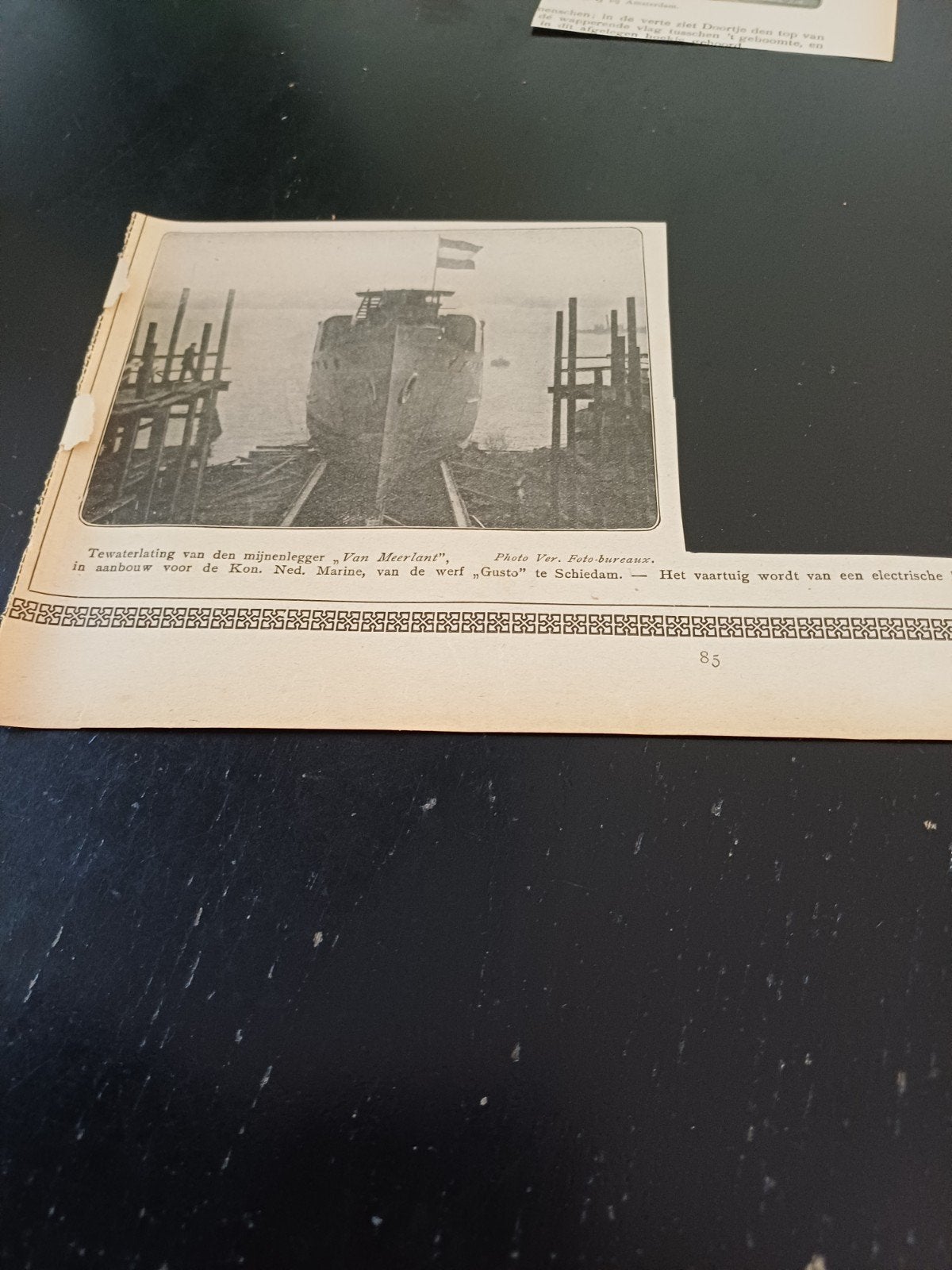 knipsel tewaterlating mijnenveger Van Meerlant 1920, Verzamelen, Ophalen of Verzenden, Gebruikt