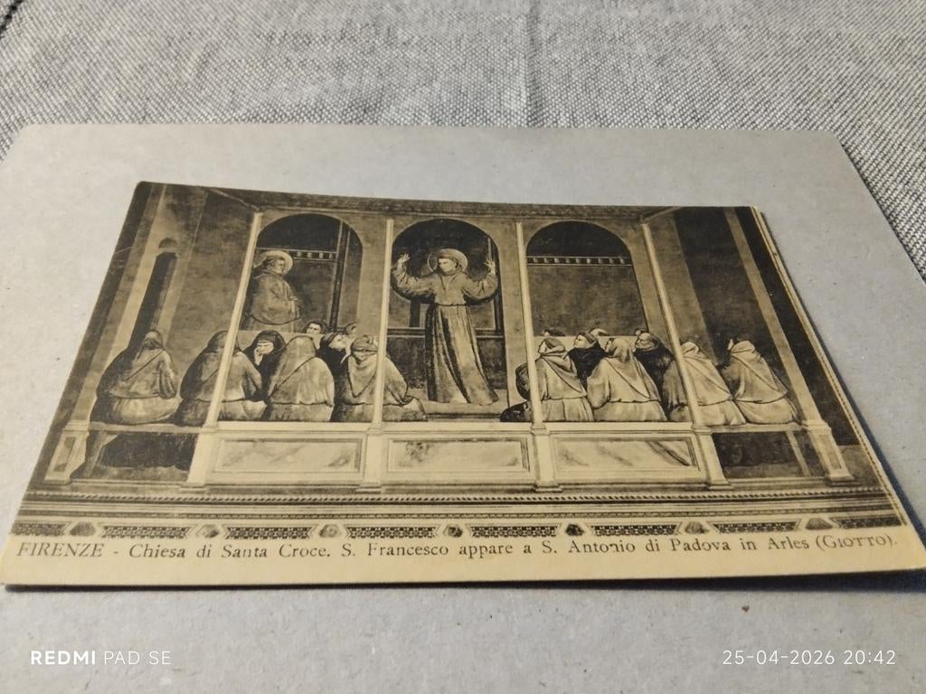 Oude Ansichtkaart: Giotto's Fresco, Santa Croce, Florence, Ophalen of Verzenden