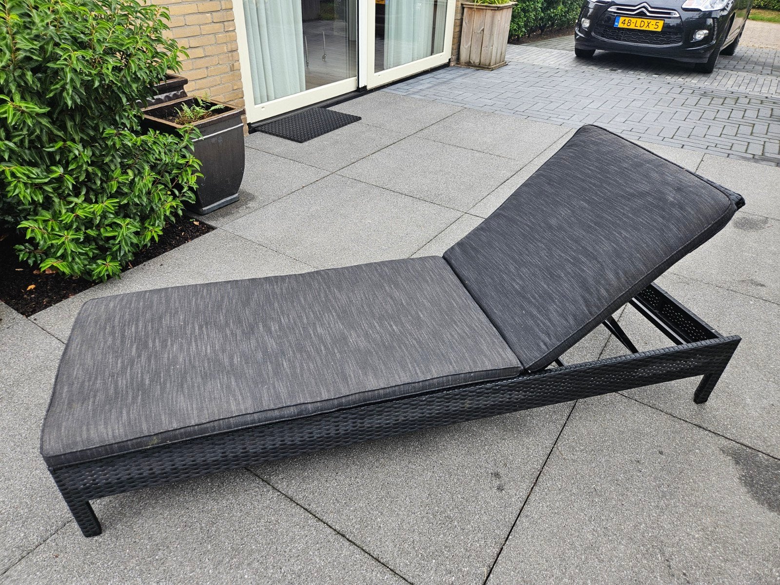 Verstelbare Wicker Ligstoel - Zwart, Ophalen, Gebruikt, Wicker, Verstelbaar