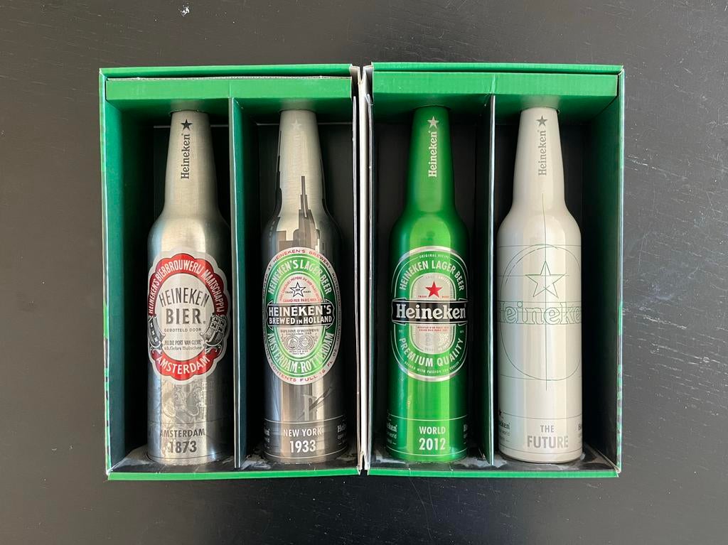 Heineken Collectors Item Aluminium Flessen Bier Ongeopend, Ophalen of Verzenden, Nieuw, Verpakking