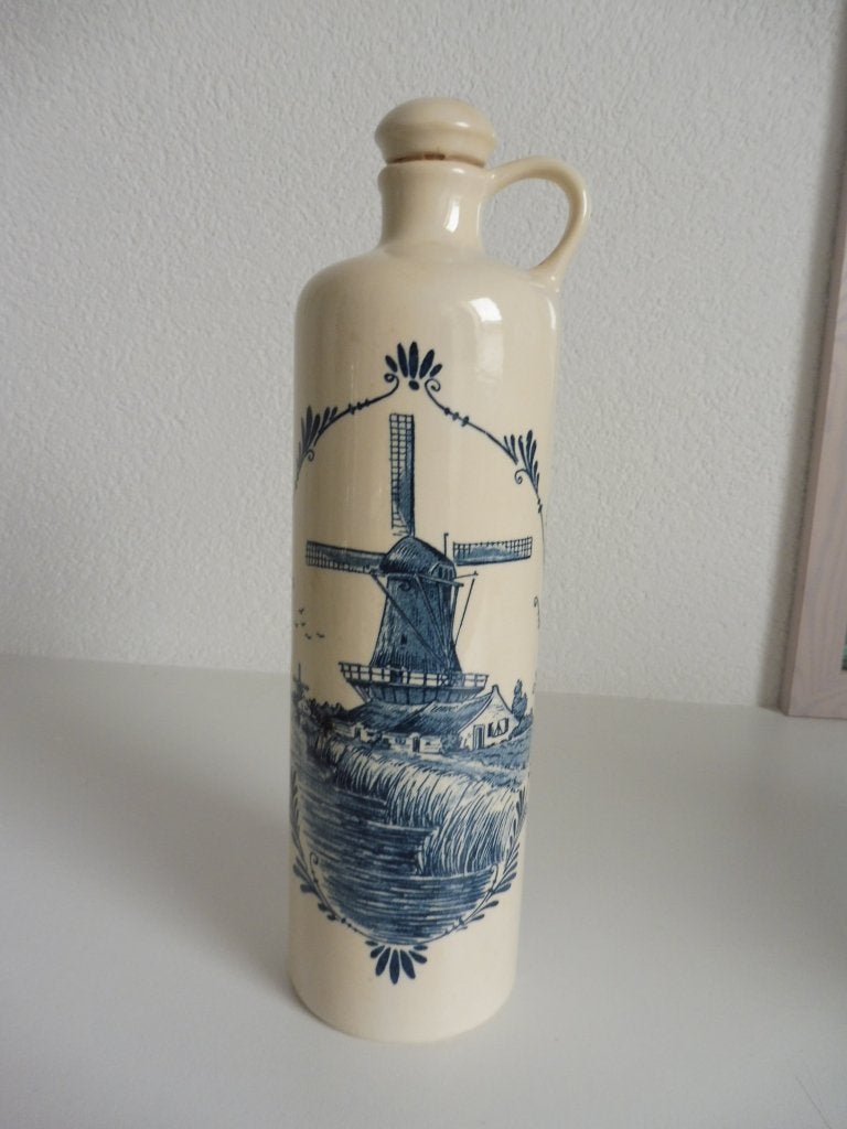 Delft Blue (lege) fles waar graan jenever heeft ingezeten, Ophalen of Verzenden