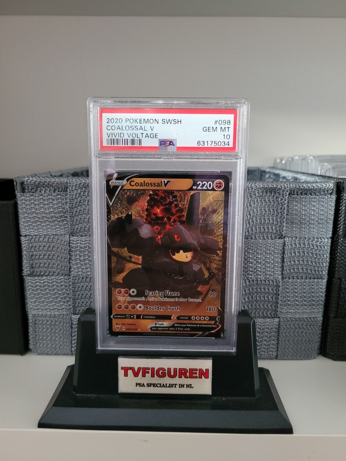 Pokemon Coalossal V PSA 10 Gem Mint Kaart, Ophalen of Verzenden, Zo goed als nieuw, Losse kaart