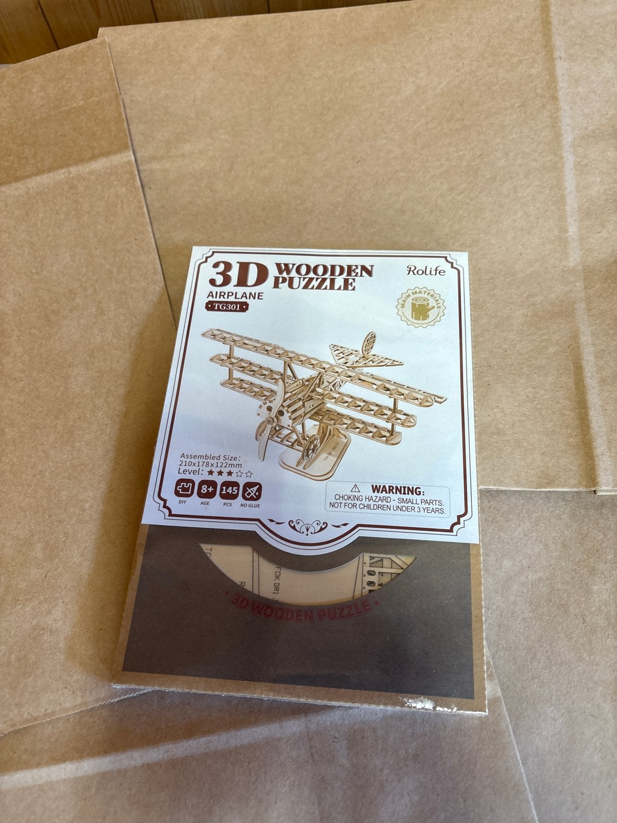 3D Houten Puzzel Vliegtuig - Rolife TG301, Ophalen of Verzenden, Nieuw