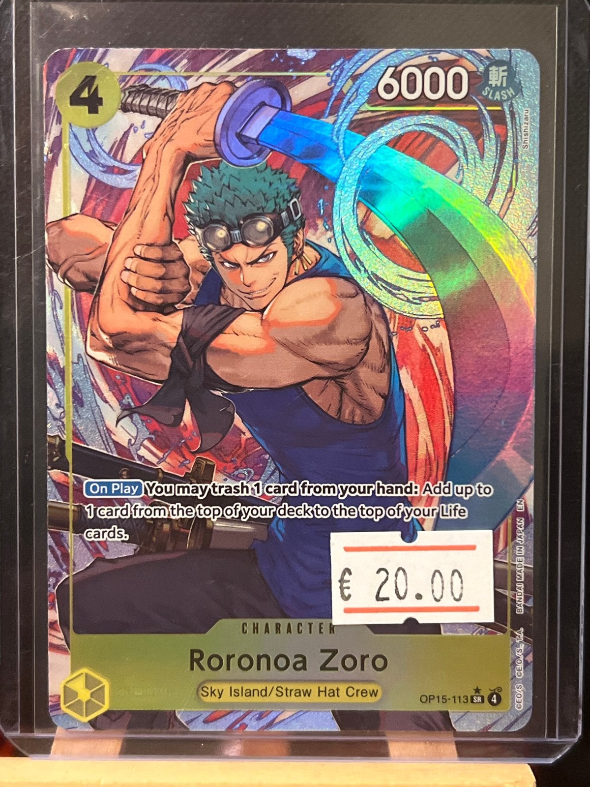 One Piece Card Game - Roronoa Zoro (OP15-113 SR), Ophalen of Verzenden, Zo goed als nieuw, Losse kaart, Foil