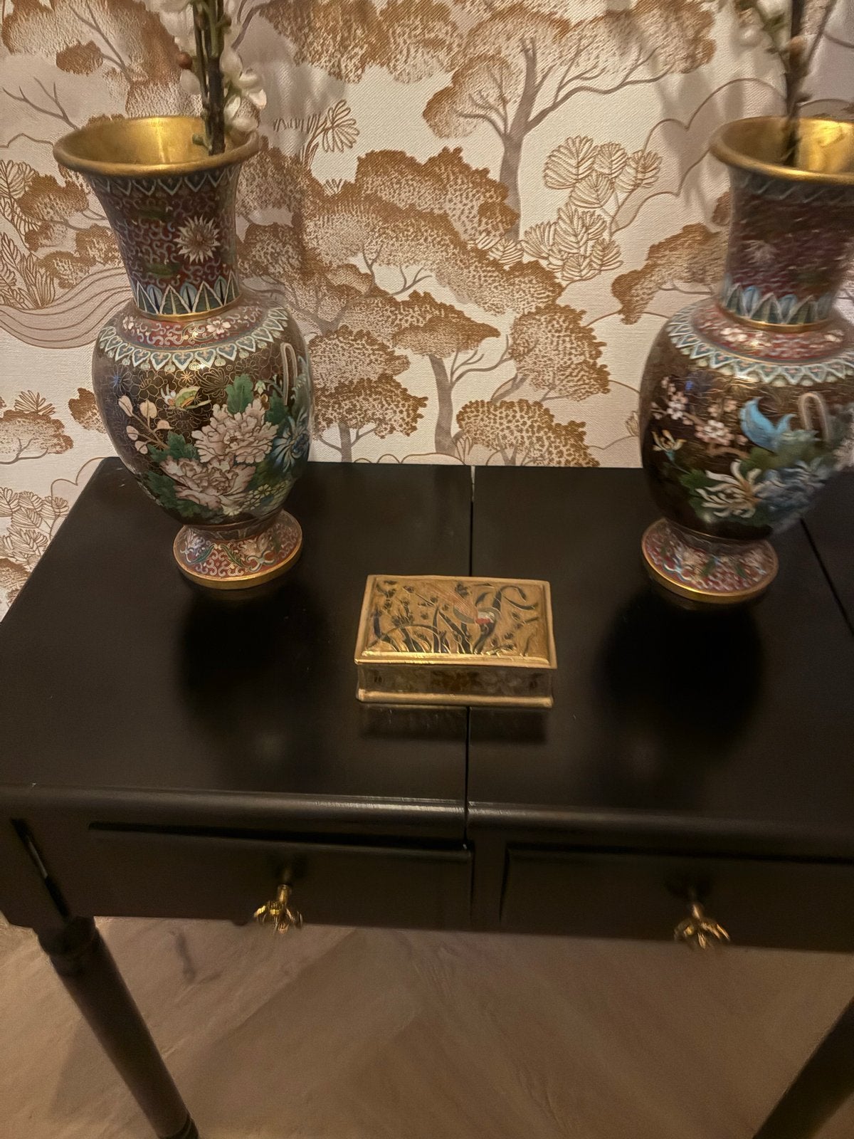 Vintage Messing Sieradendoosje met Vogeldecoratie, Antiek en Kunst, Ophalen of Verzenden