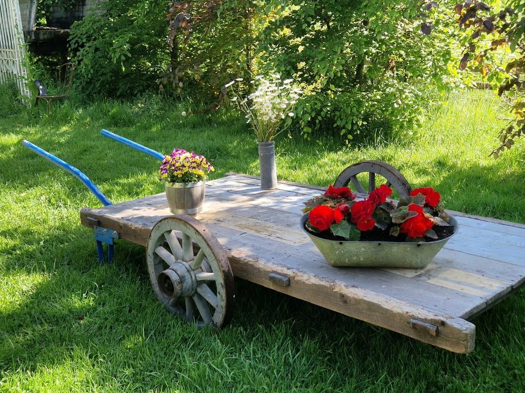Platte handkar/bloemenkar, Ophalen of Verzenden, Rond, Hout