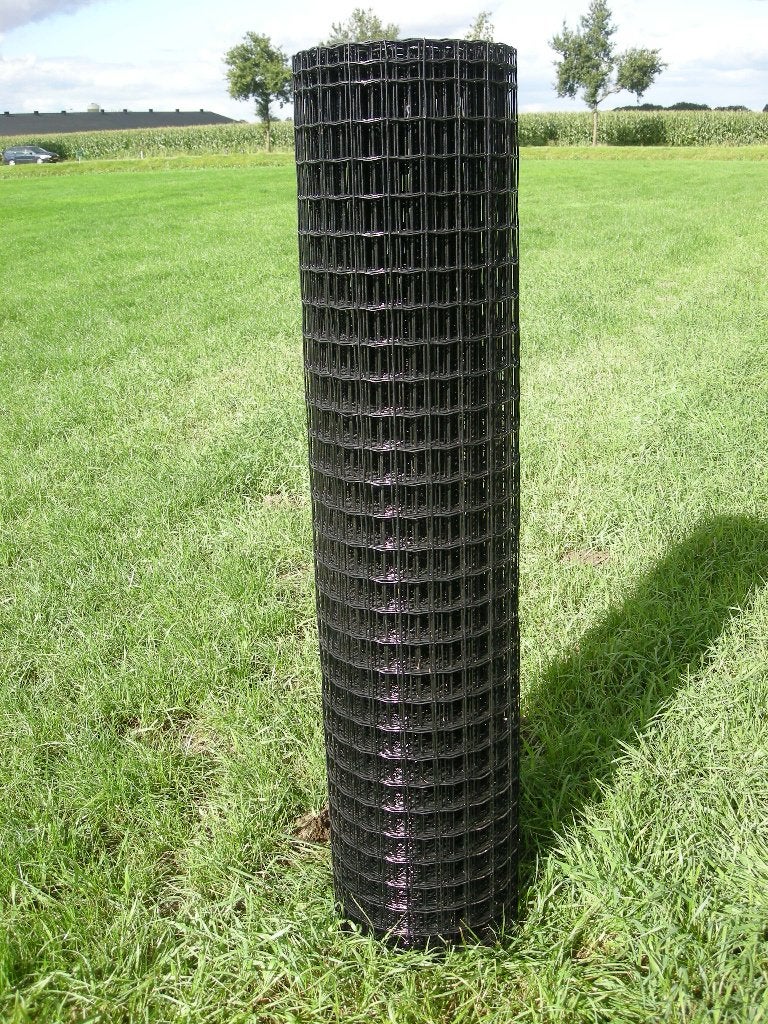 Gaas Eurofence 150 cm hoog maas 5x5 zwart DRAADDIKTE 2,5MM, Tuin en Terras, Gaas en Draad, Nieuw, Gaas, 20 meter of meer, Ophalen