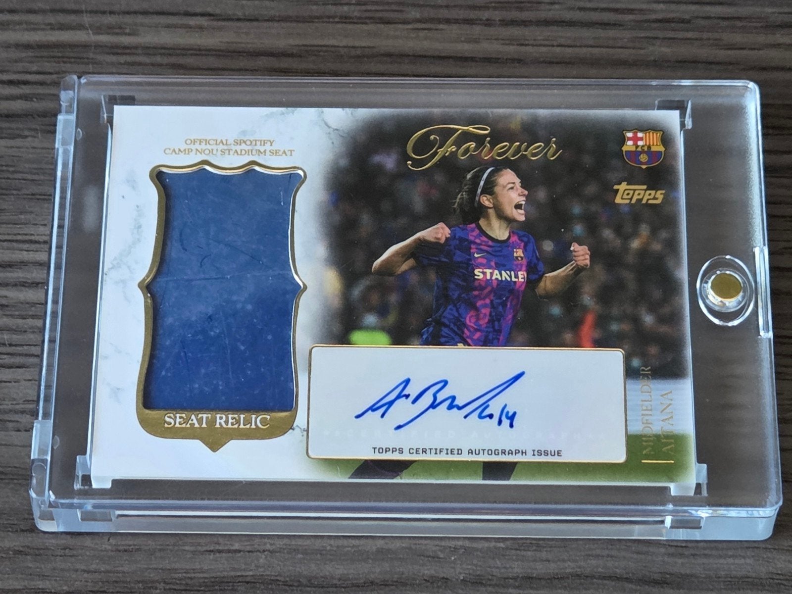Bonmati - Topps Barcelona forever Seat Relic Autograph, Ophalen of Verzenden, Nieuw, Buitenlandse clubs, Poster, Plaatje of Sticker