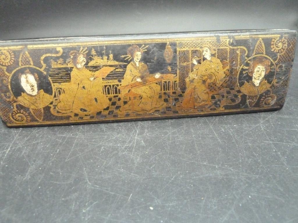 Antieke Japanse lak schrijfdoos pennendoos, Antiek en Kunst, Ophalen of Verzenden