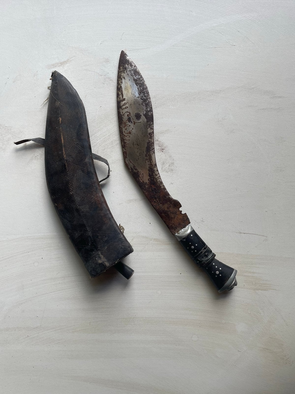 Vintage Khukuri met schede - Nepalees mes, Ophalen of Verzenden