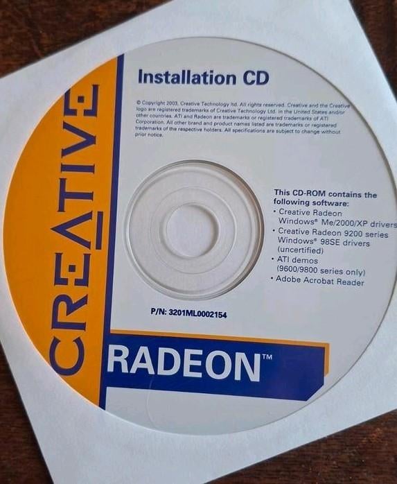 Creative Radeon Installatie CD - Windows Me/2000/XP/98SE, Ophalen of Verzenden, Gebruikt, Windows