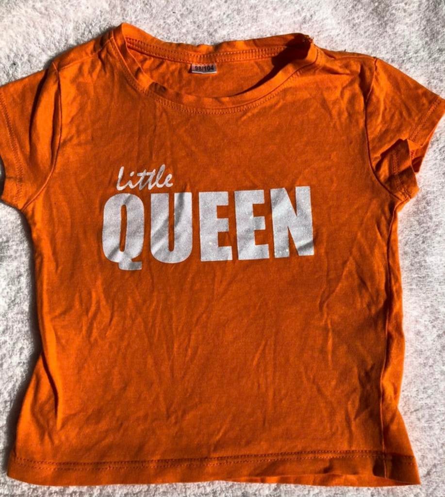 Koningsdag shirt little Queen maat 98/104, Ophalen of Verzenden, Zo goed als nieuw, Meisje, Shirt of Longsleeve