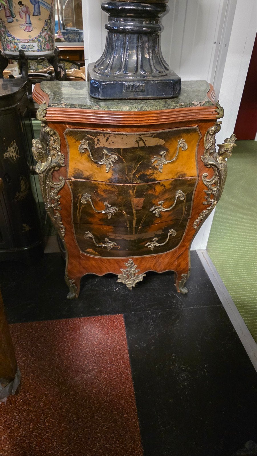 handbeschilderde antieke Franse ladekast marmerbad, Ophalen
