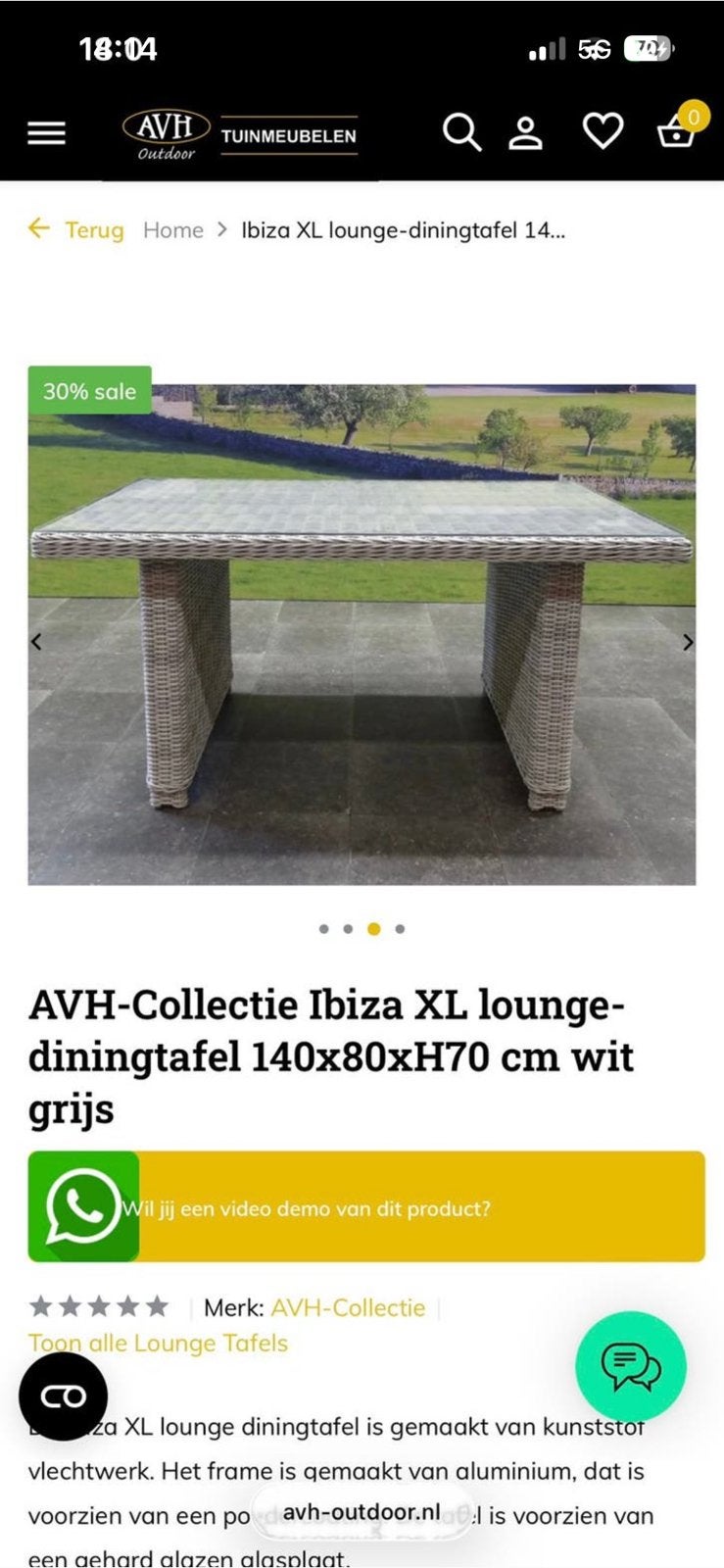 Ibiza lounge wicker tuintafel, Ophalen, Zo goed als nieuw, Minder dan 5 meter
