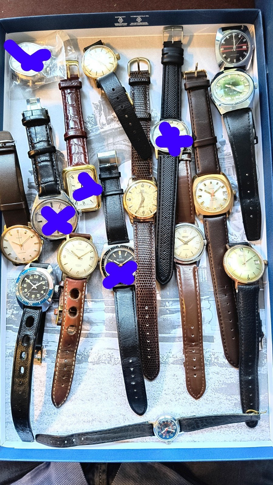 22 vintage horloges voor €750, Polshorloge, Goud, Ophalen, Overige merken